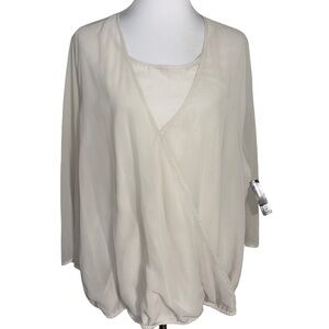 New Directions Light Beige Wrap Top